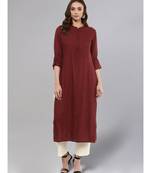 Maroon Solid Straight Kurta