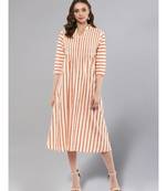 Cream Striped A-line Kurta