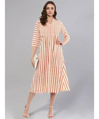 Cream Striped A-line Kurta 2