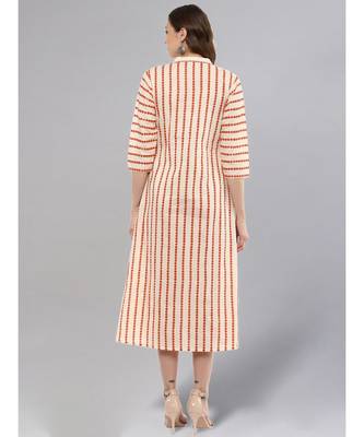 Cream Striped A-line Kurta 3