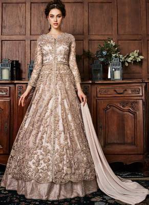 Beige Net Anarkali Salwar Kameez 1