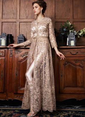 Beige Net Anarkali Salwar Kameez 2