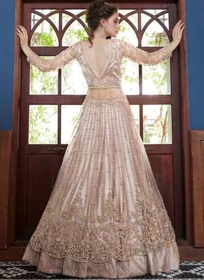 Beige Net Anarkali Salwar Kameez 4
