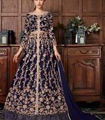 Royal Blue Net Anarkali Salwar Kameez