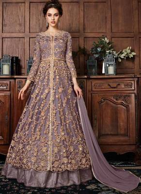 Light Violet Net Anarkali Salwar Kameez 1