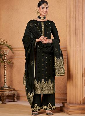 Black Jacquard Pakistani Salwar Kameez 1