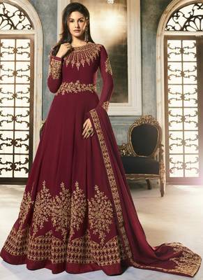Maroon Georgette Anarkali Salwar Kameez 1