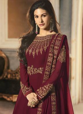 Maroon Georgette Anarkali Salwar Kameez 2