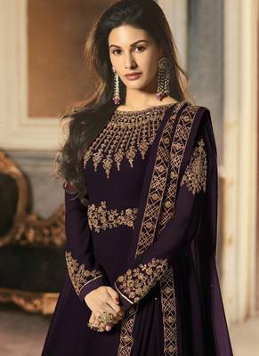 Light Wine Georgette Anarkali Salwar Kameez 2