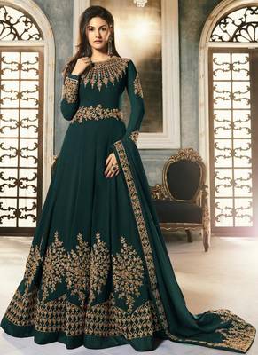 Dark Green Georgette Anarkali Salwar Kameez 1