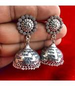 Beautiful Oxodized Earrings with Carved Mantras.