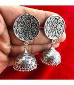 Beautiful Oxodized Earrings with Carved Mantras.