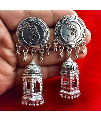 Beautiful Oxodized Earrings with Carved Mantras. 1