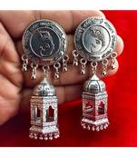 Beautiful Oxodized Earrings with Carved Mantras.