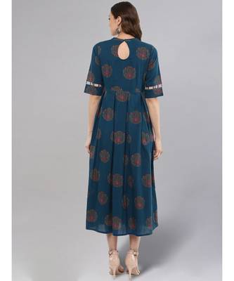 Blue Box Pleated Kurta 3