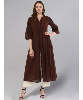Coffe Flared Kurta With Front Slit 1