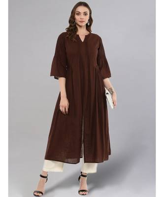 Coffe Flared Kurta With Front Slit 2
