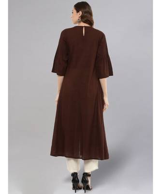 Coffe Flared Kurta With Front Slit 3