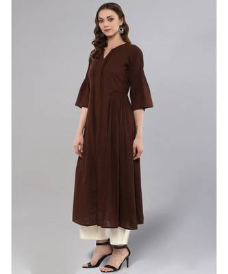 Coffe Flared Kurta With Front Slit 4