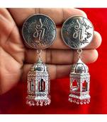 Beautiful Oxodized Earrings with Carved Mantras.