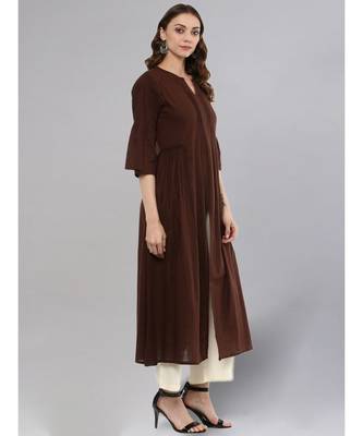 Coffe Flared Kurta With Front Slit 5