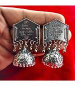 Beautiful Oxodized Earrings with Carved Mantras.