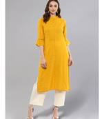 Mustard Solid Straight Kurta
