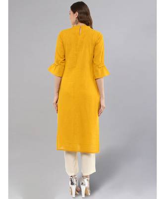 Mustard Solid Straight Kurta 3
