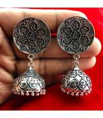 Beautiful Oxodized Earrings with Carved Mantras.