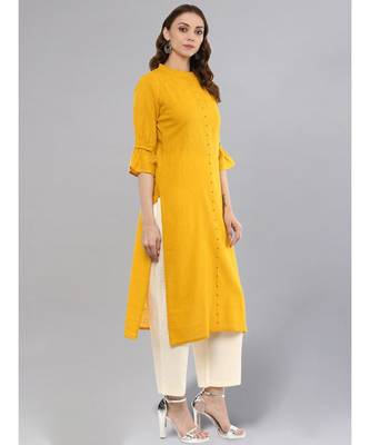 Mustard Solid Straight Kurta 5