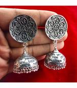 Beautiful Oxodized Earrings with Carved Mantras.