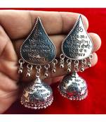 Beautiful Oxodized Earrings with Carved Mantras.