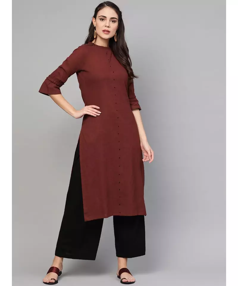 Maroon Straight Kurta