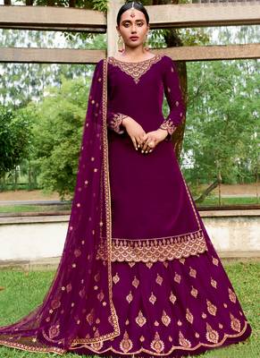 Rani Pink Velvet Pakistani Salwar Kameez 1