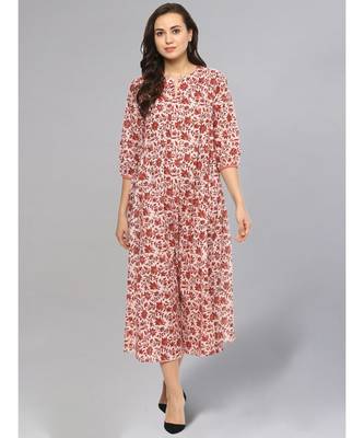 Maroon Jaal Print Maxi Dress 1