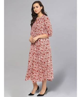 Maroon Jaal Print Maxi Dress 4