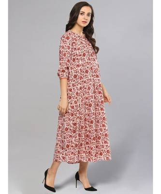 Maroon Jaal Print Maxi Dress 5