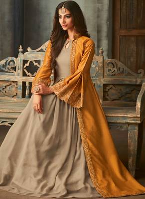 Mustard Net Pakistani Salwar Kameez 2