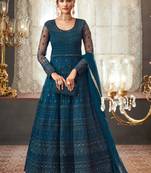 Dark Green Net Pakistani Salwar Kameez