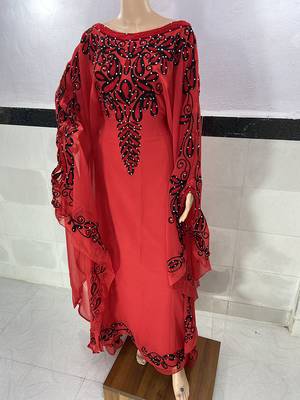 red Georgette aari & Zari Work Islamic Kaftan  1