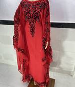 red Georgette aari & Zari Work Islamic Kaftan 