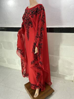 red Georgette aari & Zari Work Islamic Kaftan  2