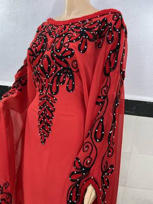 red Georgette aari & Zari Work Islamic Kaftan  3