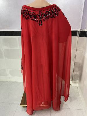 red Georgette aari & Zari Work Islamic Kaftan  4