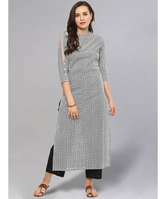 Dotted Striped Black & White Straight Kurta 1
