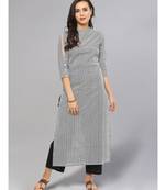 Dotted Striped Black & White Straight Kurta
