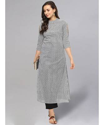 Dotted Striped Black & White Straight Kurta 2