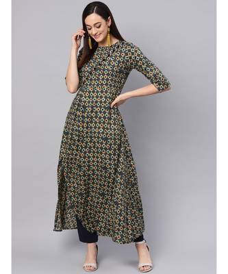 Printed Multi- Coloured Flared Kurta 1