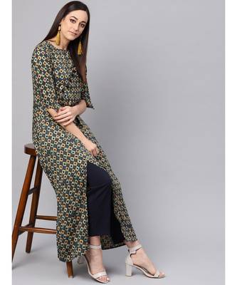 Printed Multi- Coloured Flared Kurta 5