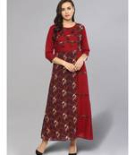 Printed Maroon Patched Kurta